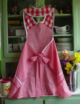 1940 Red Gingham apron back