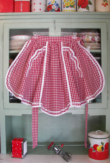 1944 Red Gingham Half Apron, click for more!