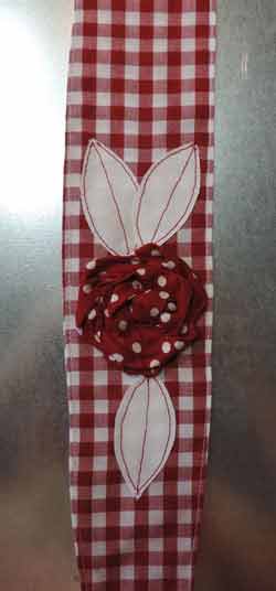 Red Gingham Vintage Hair Wrap with flower