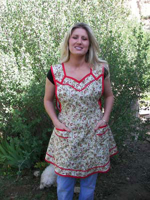 Aunt Sophie in Strawberry garden, click for more Aunt Sophie Aprons