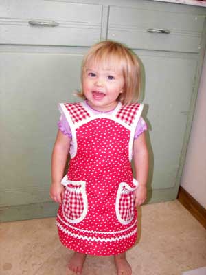 Retro wedding half apron 1940 red poka dot red gingham petite