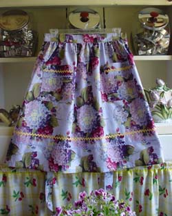 Raspberry Floral half apron, also available in other fabrics