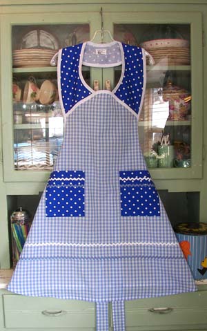 1940 Blue gingham Blue polka Dot