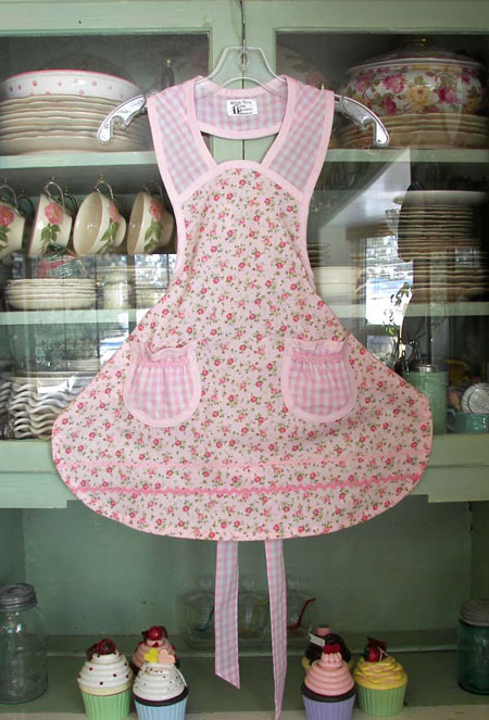 1940 Pink Tea Rose Girl Apron