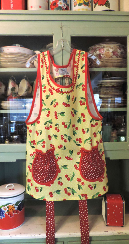 Grandma Cherry Yellow Polka Dot Apron