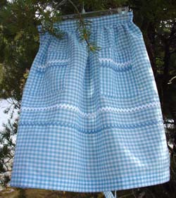 Blue Gingham half apron (also comes in Red or yellow gingham.