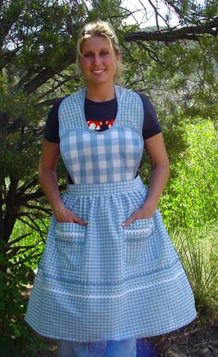 Blue Gingham Heart Apron