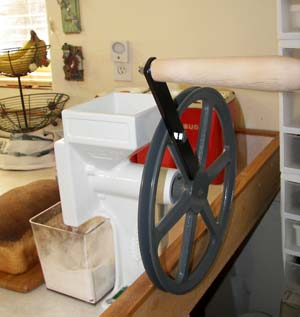 Close Up Grain Mill with extension handle