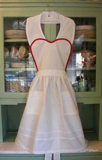 Heart Apron with Red Trim Heart