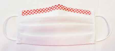 Face Mask White with Red Rick Rack