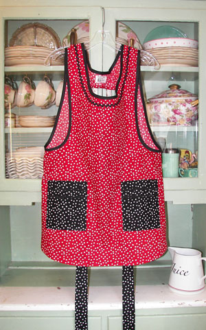 Grandma Red Polka Dot with black polka dot pockets, click for larger view