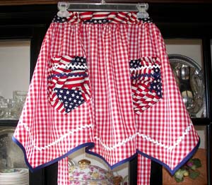 Victory half apron in red gingham / 4th of July, click for more Victory aprons