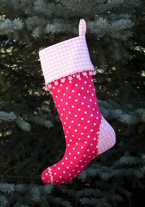 Pink Polka Dot Christmas Stocking