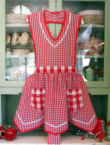 Victory Full Apron in Red Gingham